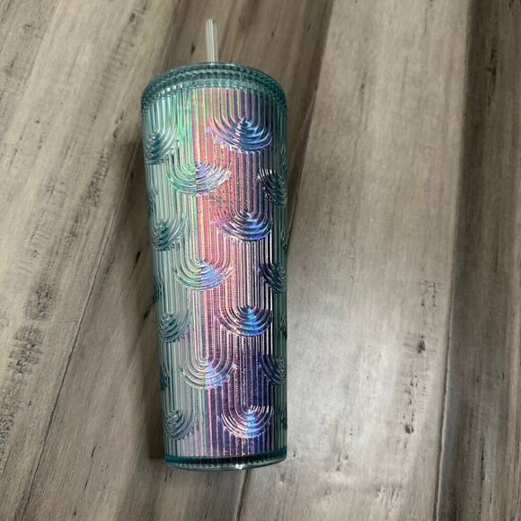 NWT Starbucks Iridescent Mermaid Scale Tumbler Teal Venti 24oz. - Picture 3 of 5